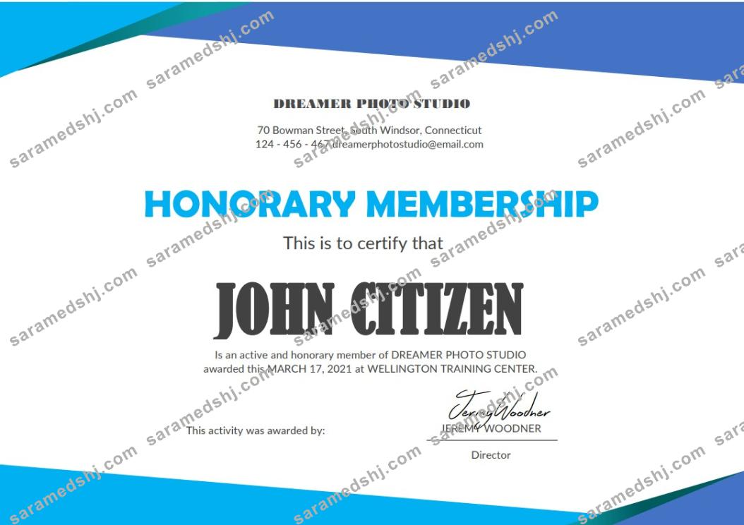 USA Honorary Membership certificate template in Word
